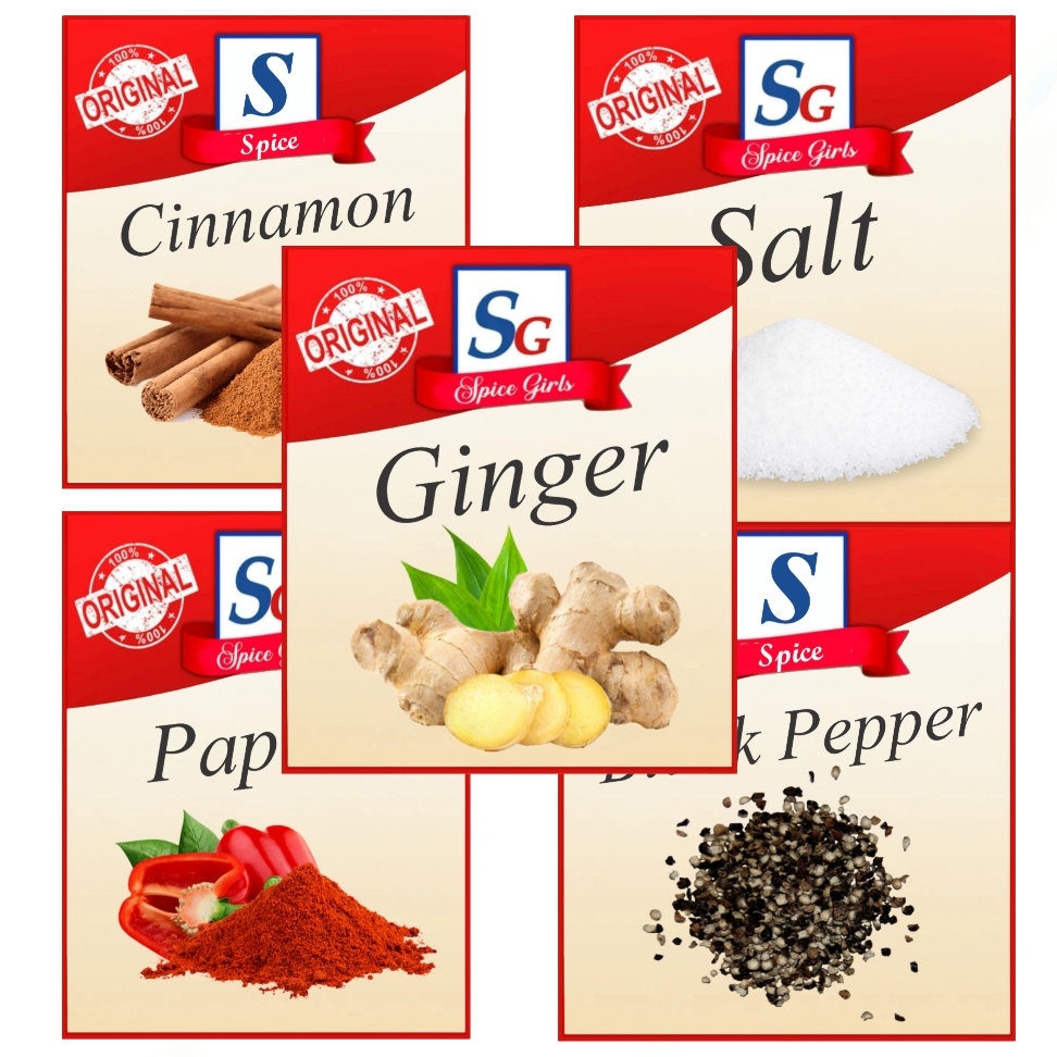 5 Spice Labels PNG Cinnamon Ginger Salt Black Pepper And Paprika Instant Download Etsy