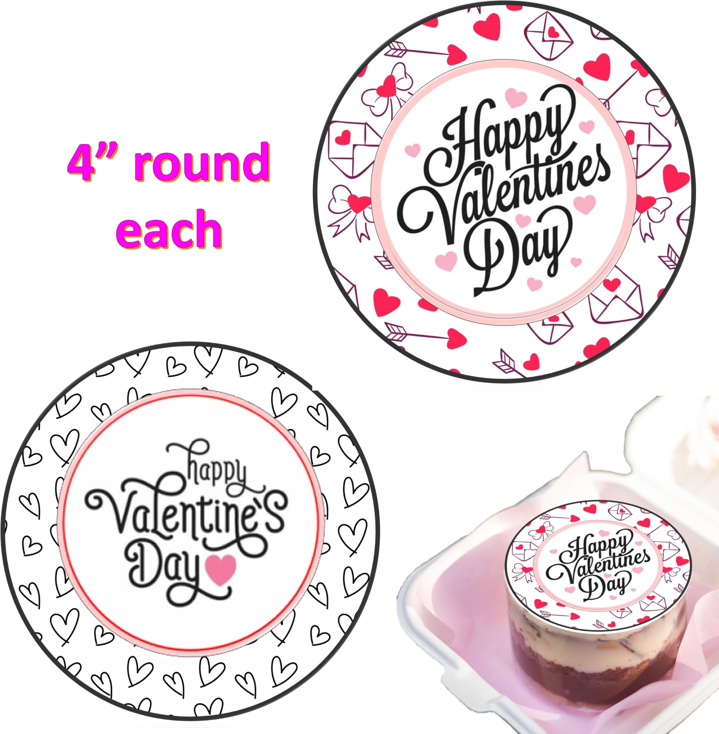 Amazon Bento Cake Valentine Edible Image 4 Each Image Small Cake Topper Printed On Edible Paper Sugar Icing Sheet For Cake Decorating 2 Pack UNCUT Grocery Gourmet Food