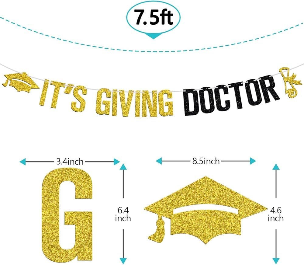 Amazon It s Giving Doctor Banner Congrats Doctor Degree Graduation Sign Class Of 2025 Master PHD Medical Graduation Party Decorations Supplies Gold And Black Glitter Toys Games