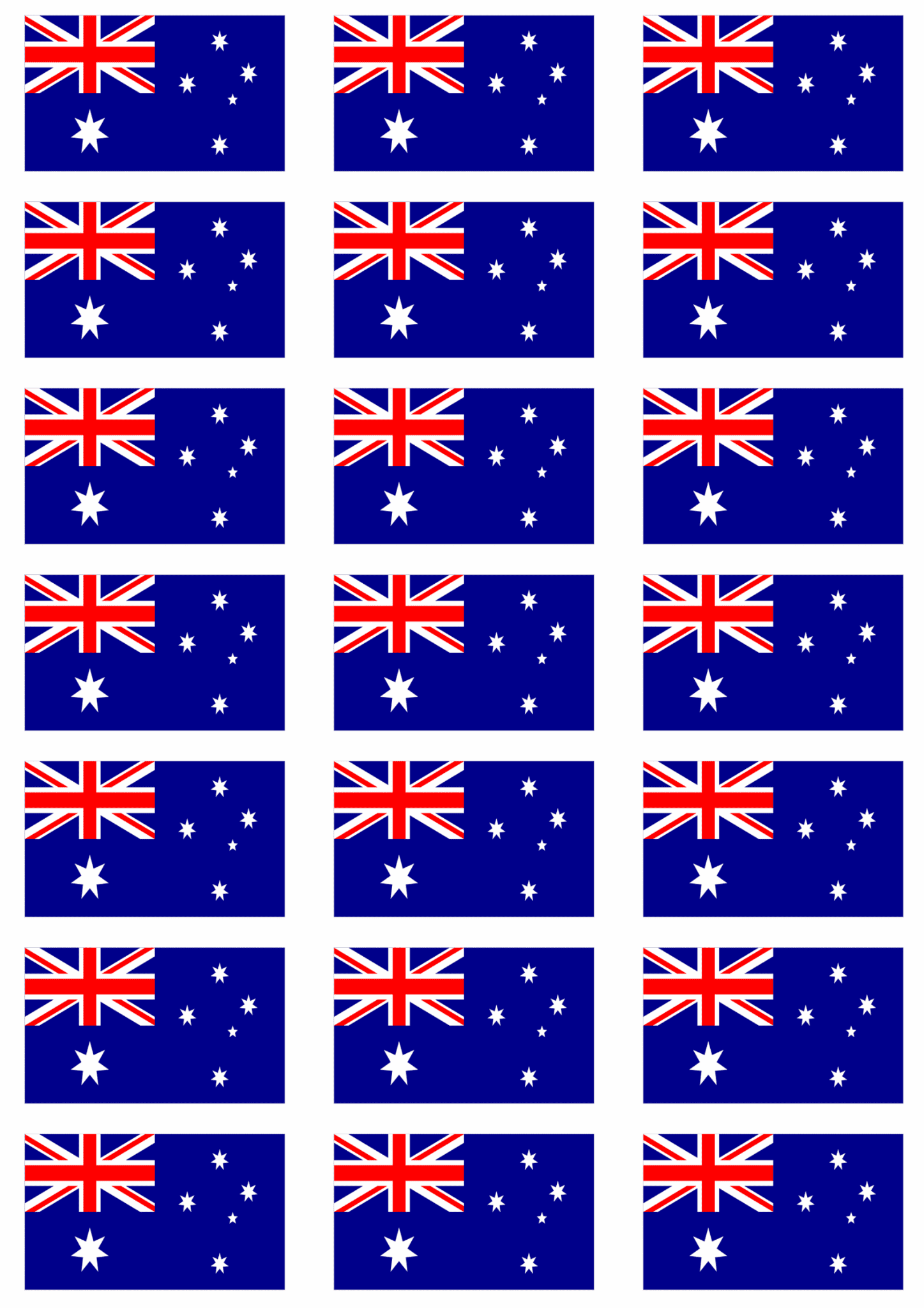Australia Flag Stickers 21 Per Sheet