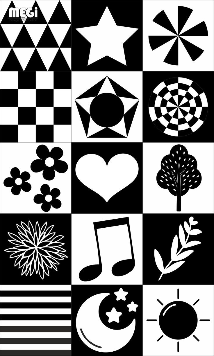 Baby Sensory Cards Shapes High Contrast Flashcards Printable Black And White Cards