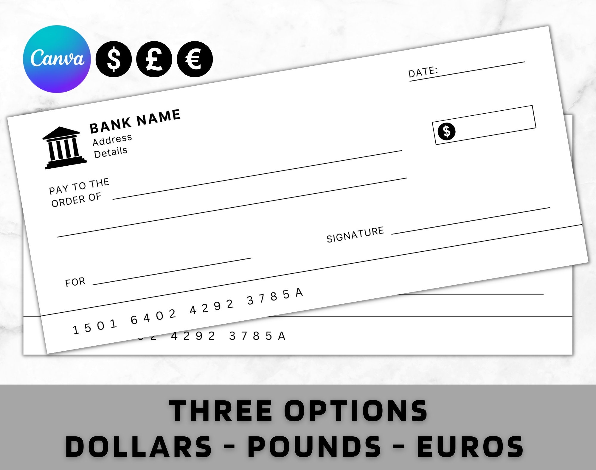 Blank Cheque Blank Check Template Blank Checks Editable Cheque Template Printable Cheque Bank Check Template Manifestation Cheques Etsy