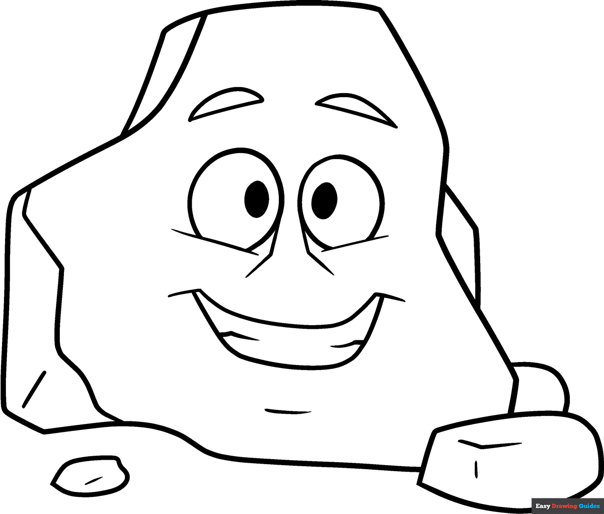Cartoon Rock Coloring Page Easy Drawing Guides