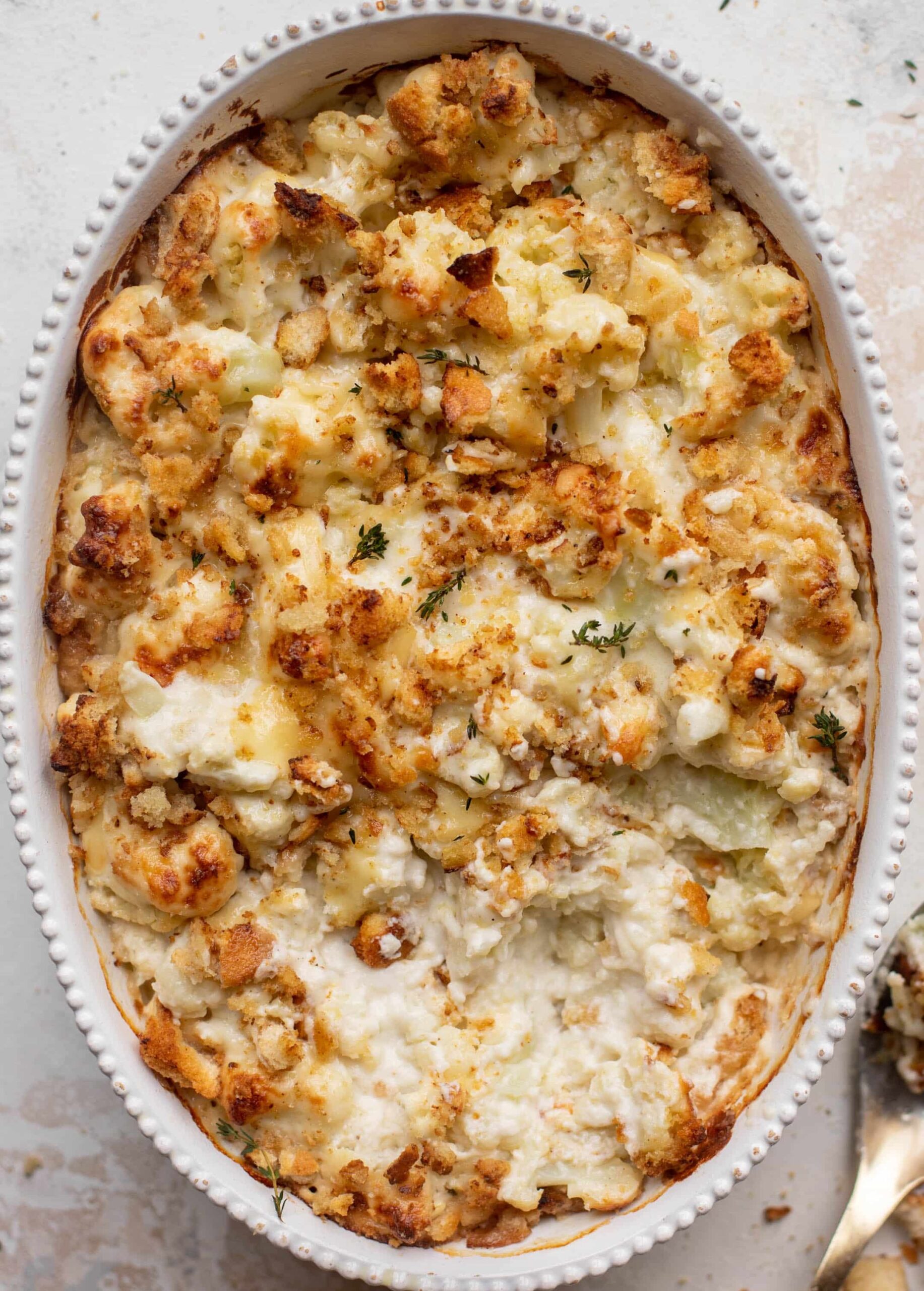 Cauliflower Gratin With Smoked Gruyere And Dijon Breadcrumbs