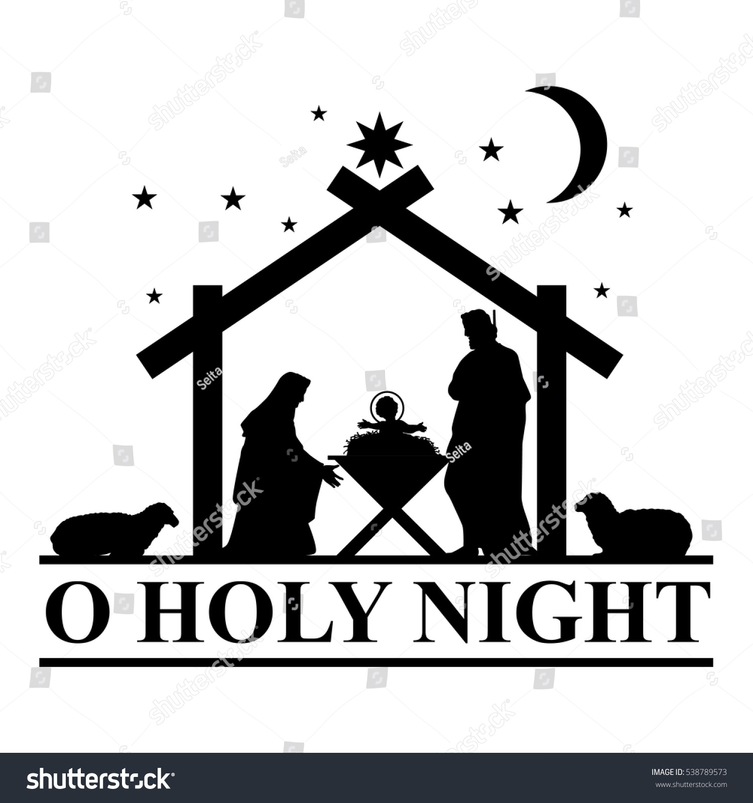 Christmas Nativity Scene Silhouette Vector Stock Vector Royalty Free 538789573 Shutterstock