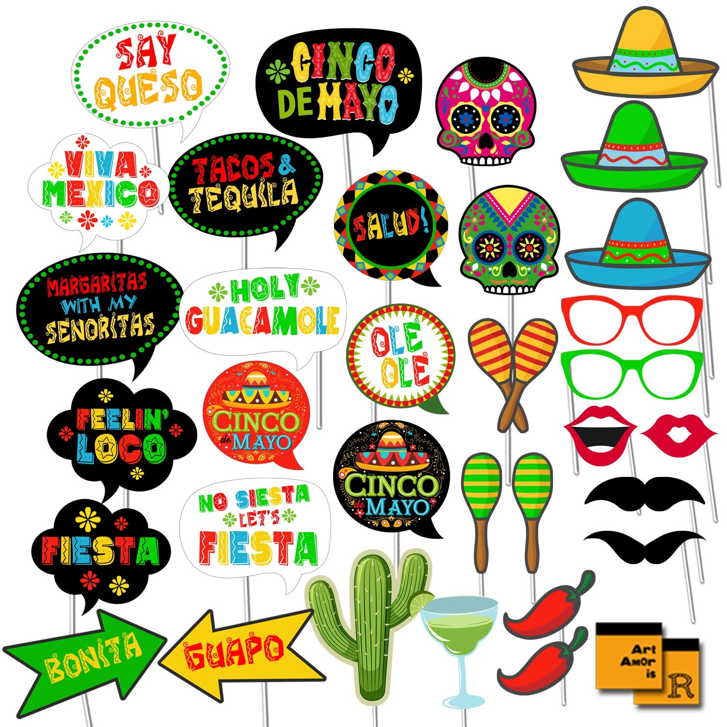 Mexican Themed Photo Props Images Printables
