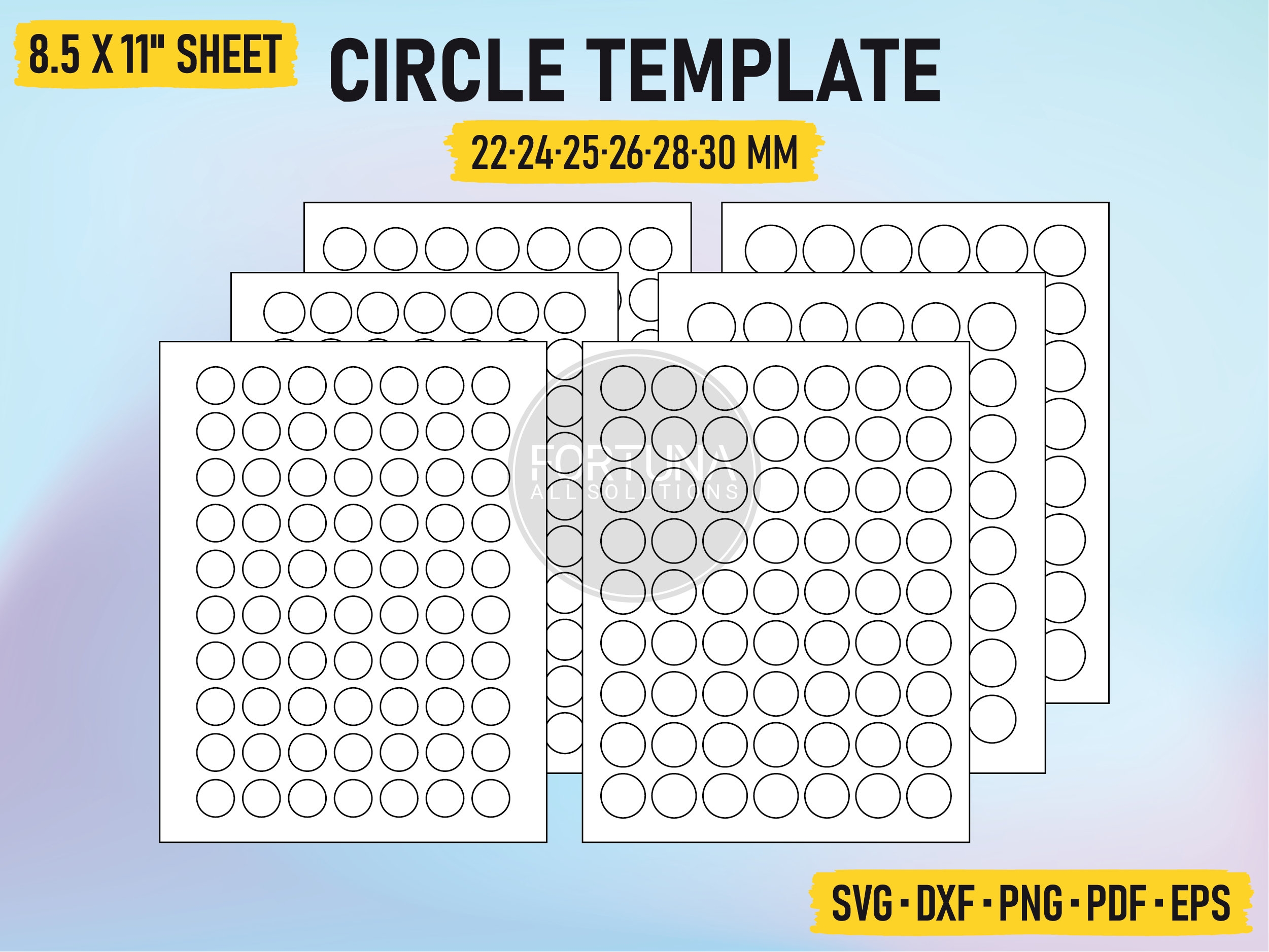 Circle Label Template SVG 22MM 24MM 25MM 26MM 28MM 30MM Cut File Vector Cricut Silhouette Cameo Clipart Png Dxf Eps PDF Etsy
