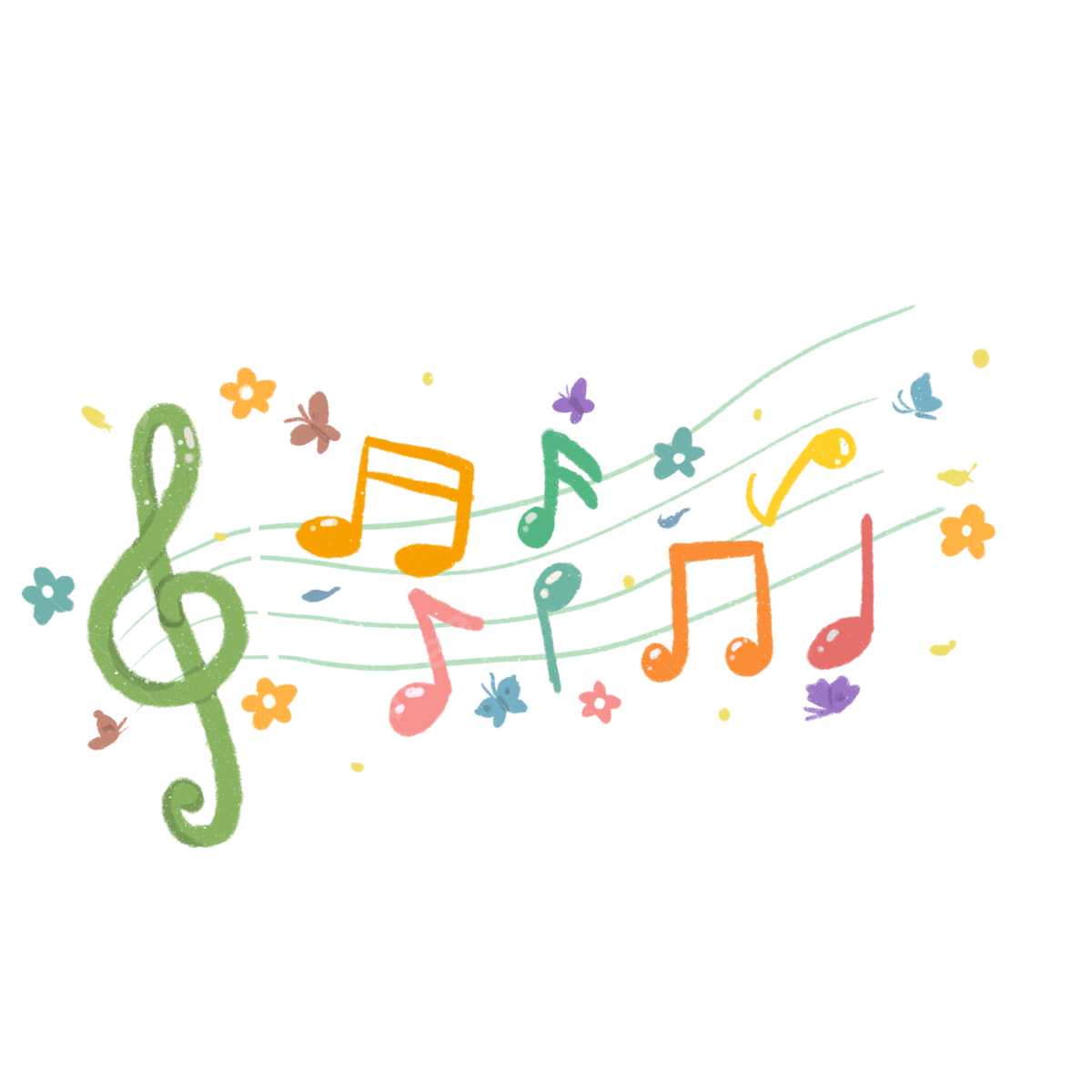 Colorful Music Notes Clipart Vector Musical Notes Colorful With Flowers Illustration Free Printable Musical Notes Illustration Music Clipart PNG Image For Free Download