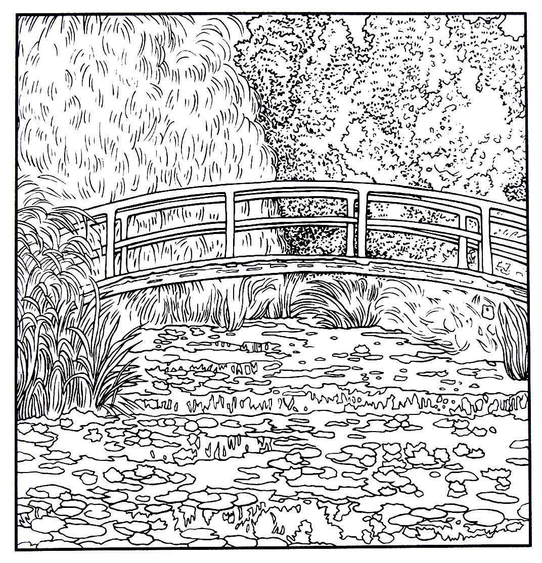 Monets Bridge Printable Image Free