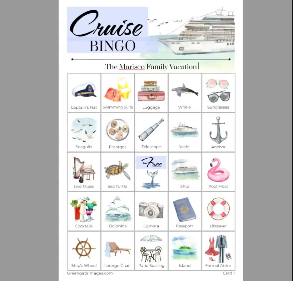 Cruise Bingo 50 PRINTABLE Unique Cards Ship Vacation Game Idea Bon Voyage Activity Cruising Lovers Travel Fun Senior Citizens Group Etsy