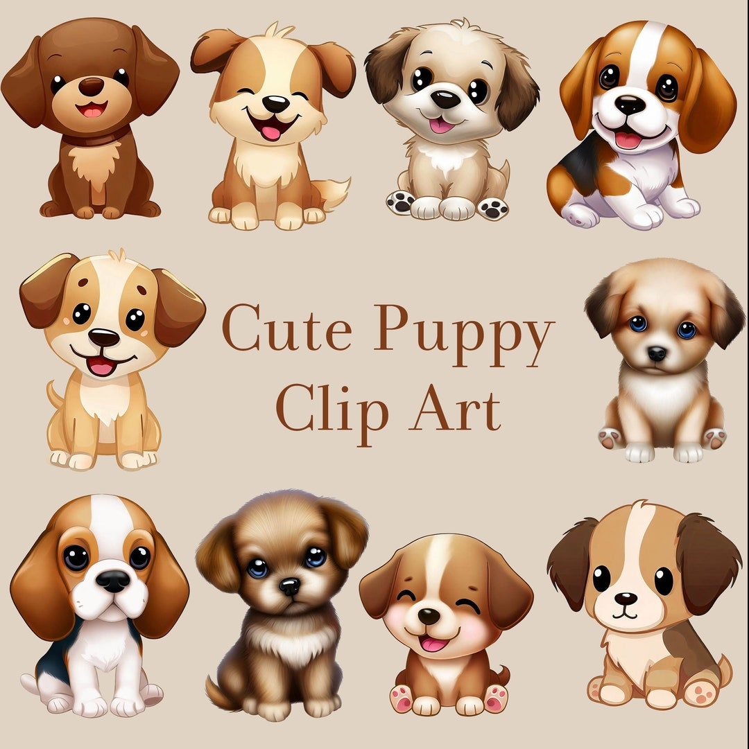 Cute Smiling Puppy Dog Clipart Bundle Transparent PNG Files Digital Download Card Making Journaling Digital Paper Craft Etsy