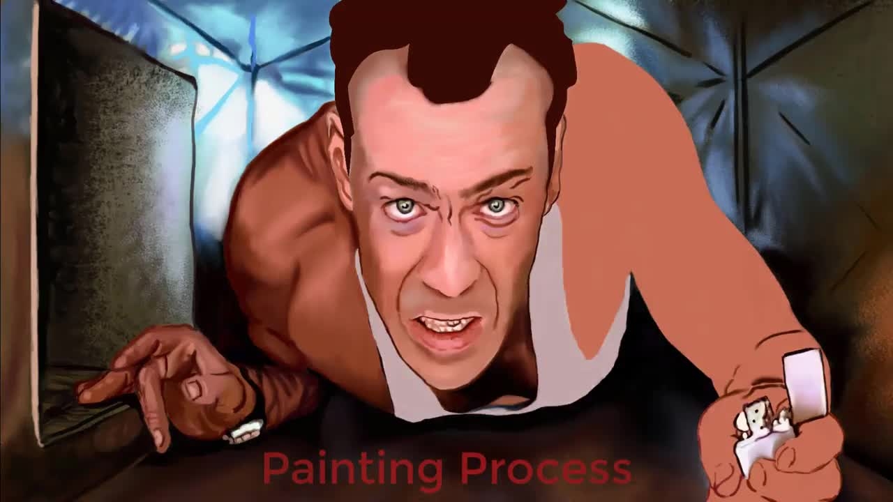 Die Hard Movie Bruce Willis John Mcclane Digital Art Celebrity Painting Poster Print Instant Download Etsy