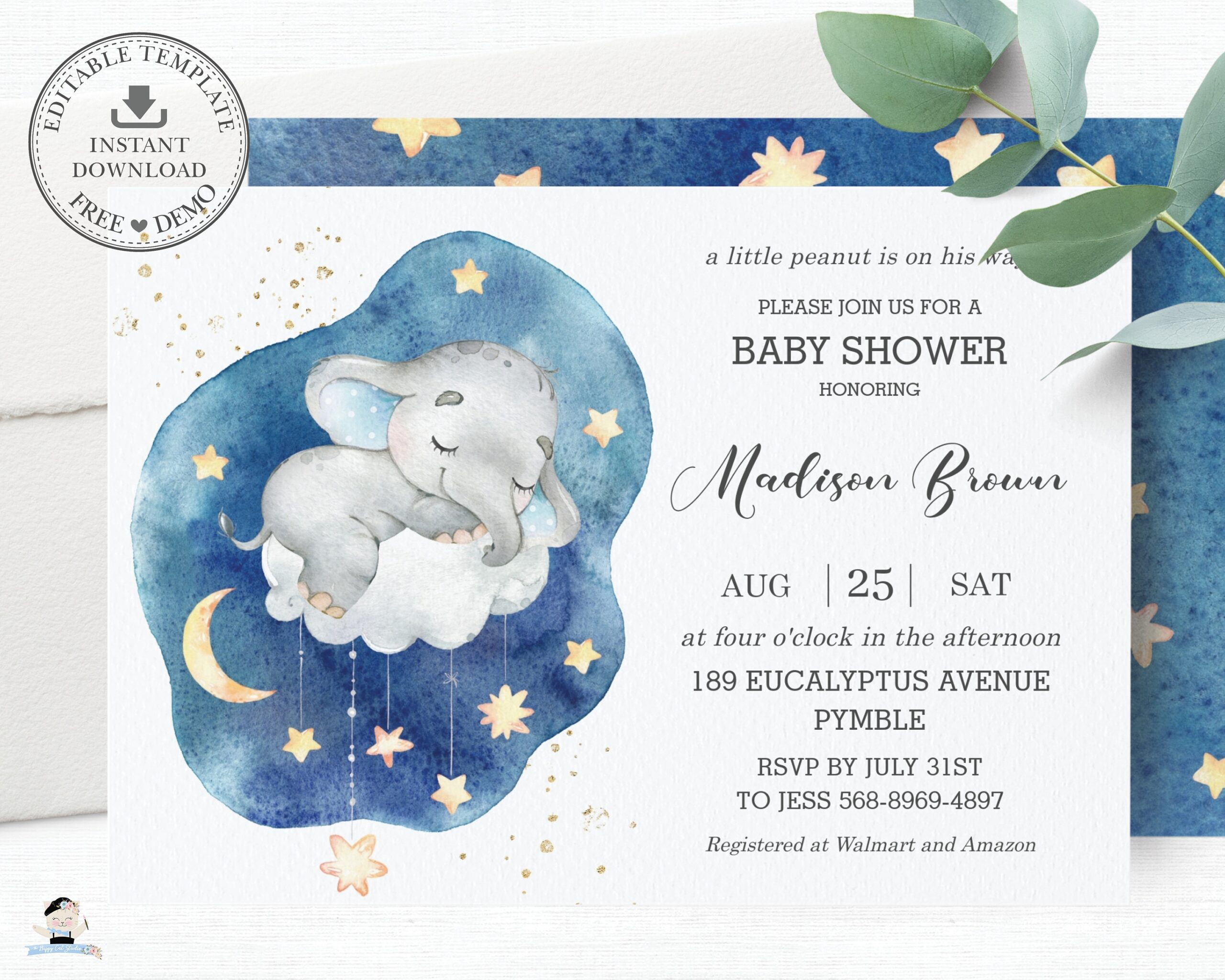 Elephant Baby Shower Invitations Printable Free Clearance
