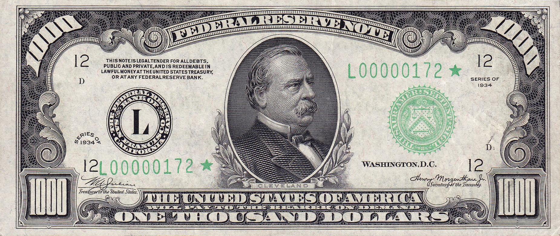 File 1000 USD Note Series Of 1934 Obverse jpg Wikimedia Commons