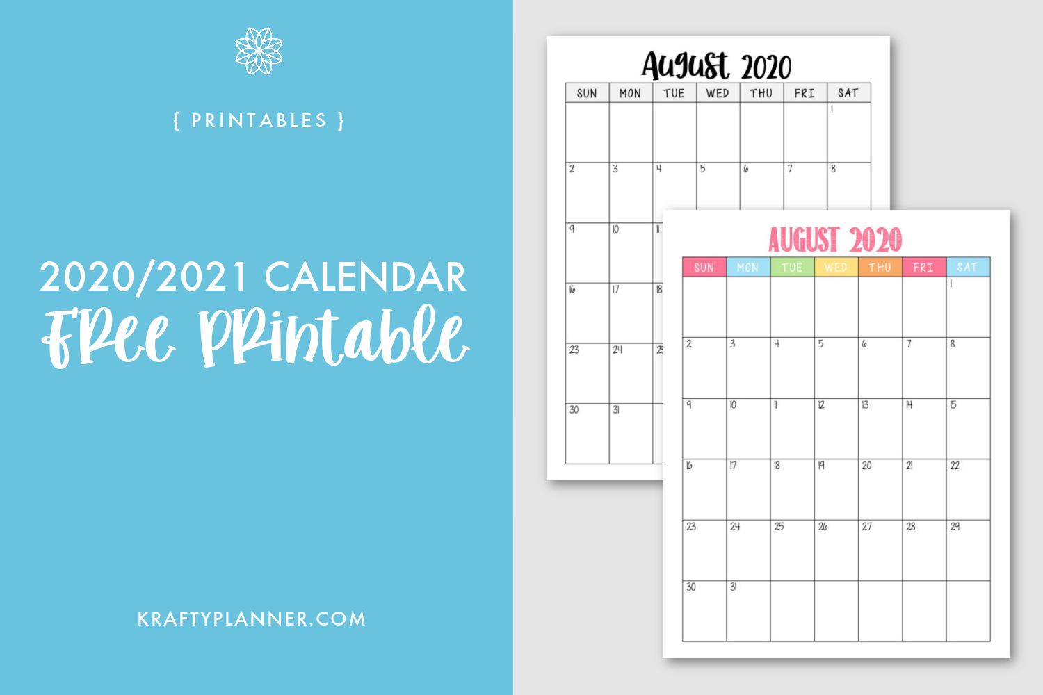 Free Printable Calendar With Image 2020