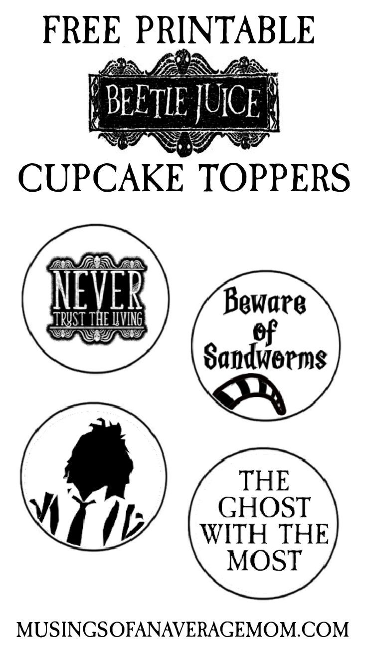 Free Printable Beetlejuice Cupcake Toppers