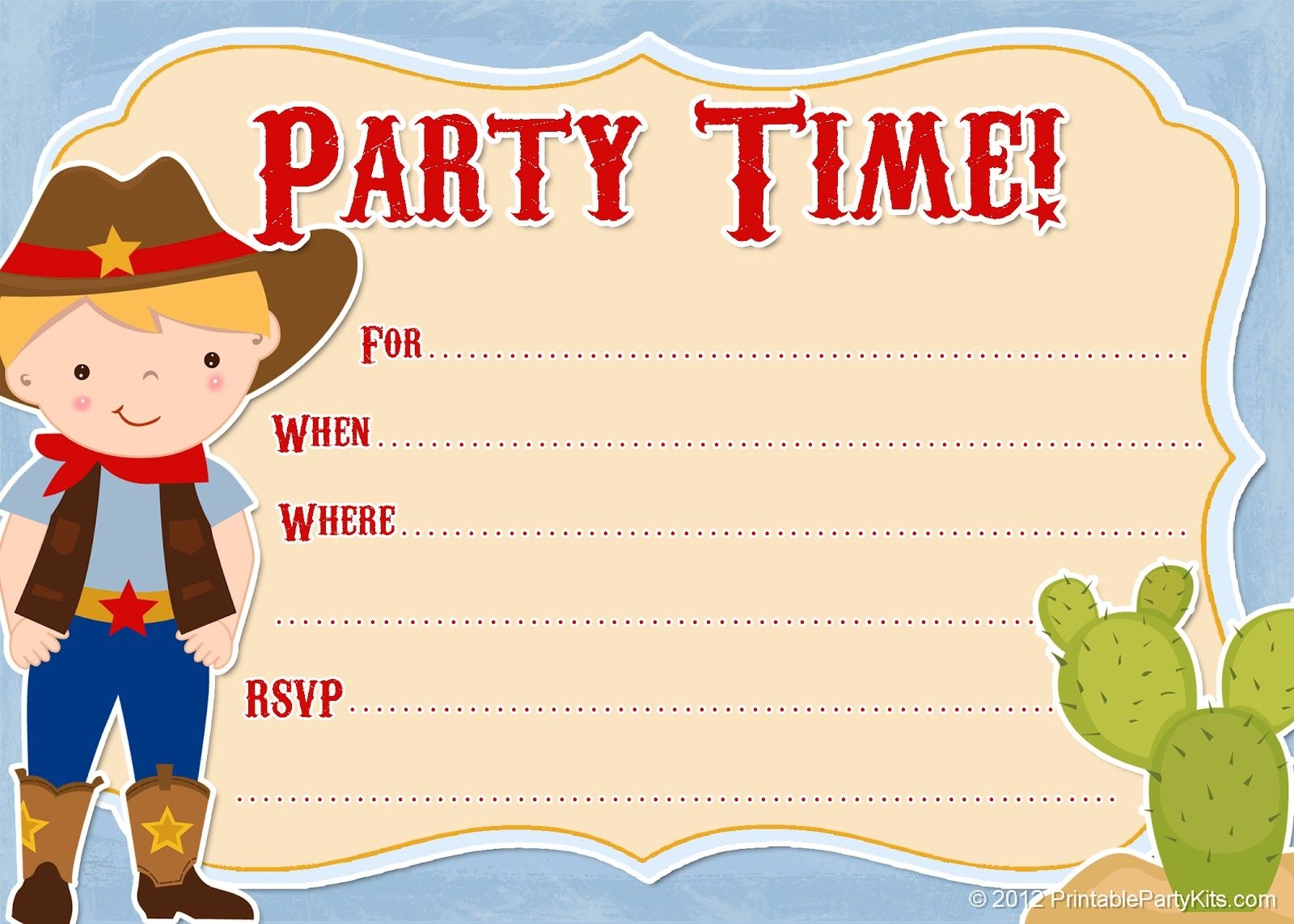 Free Printable Birthday Invitations With Cowboy Images