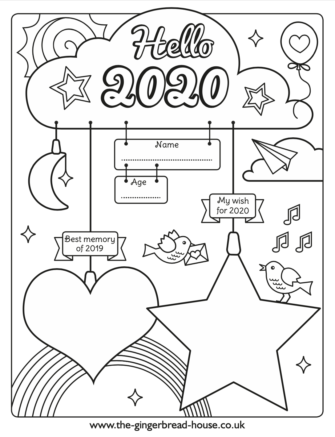 Free Printable Happy New Year 2020 Colouring Page The gingerbread house co uk