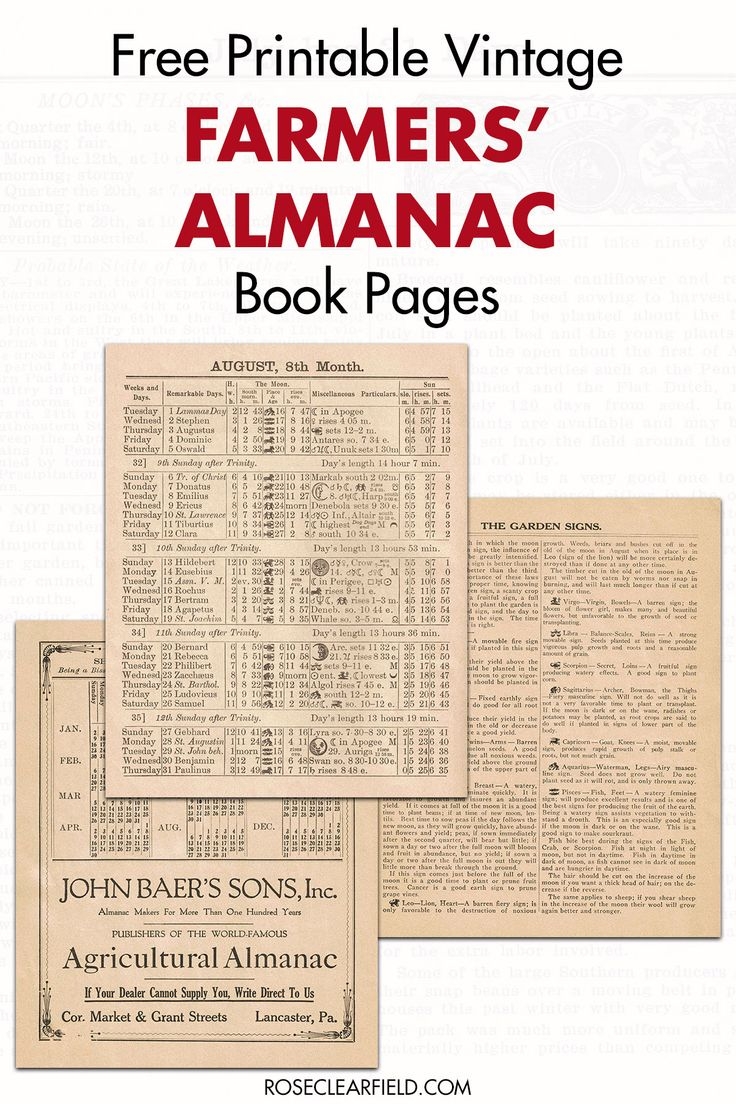 Printable Images Of An Almanac For Kids