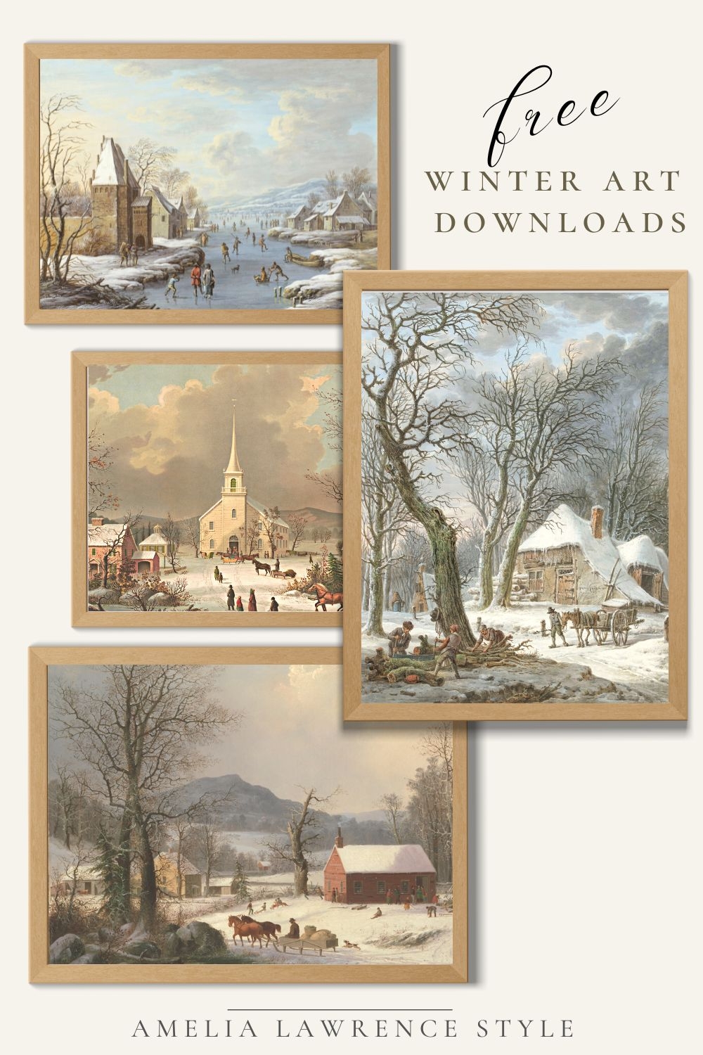 Free Winter Vintage Art Prints Amelia Lawrence Style