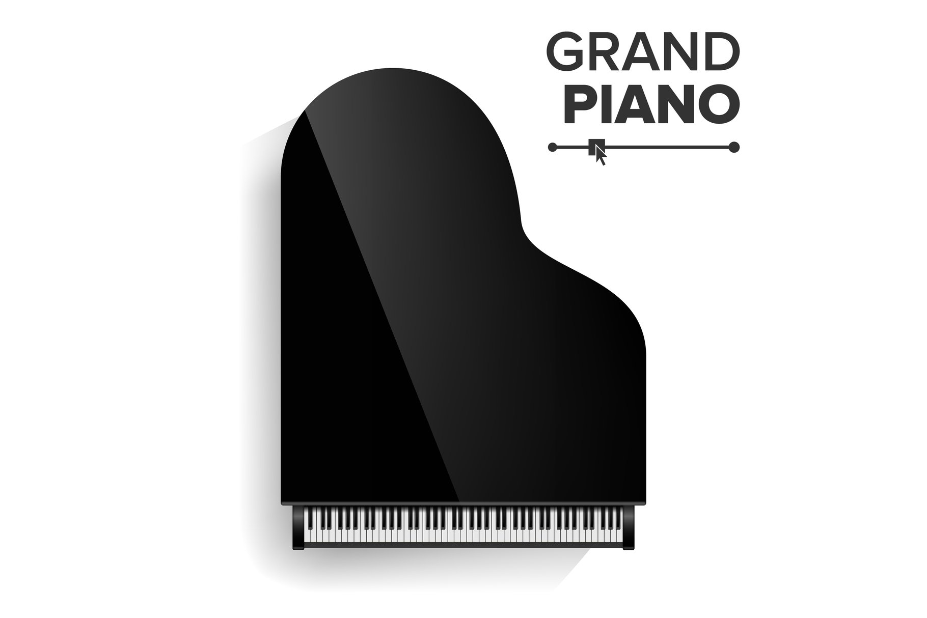 Grand Piano Vector Realistic Black Grand Piano Top View 