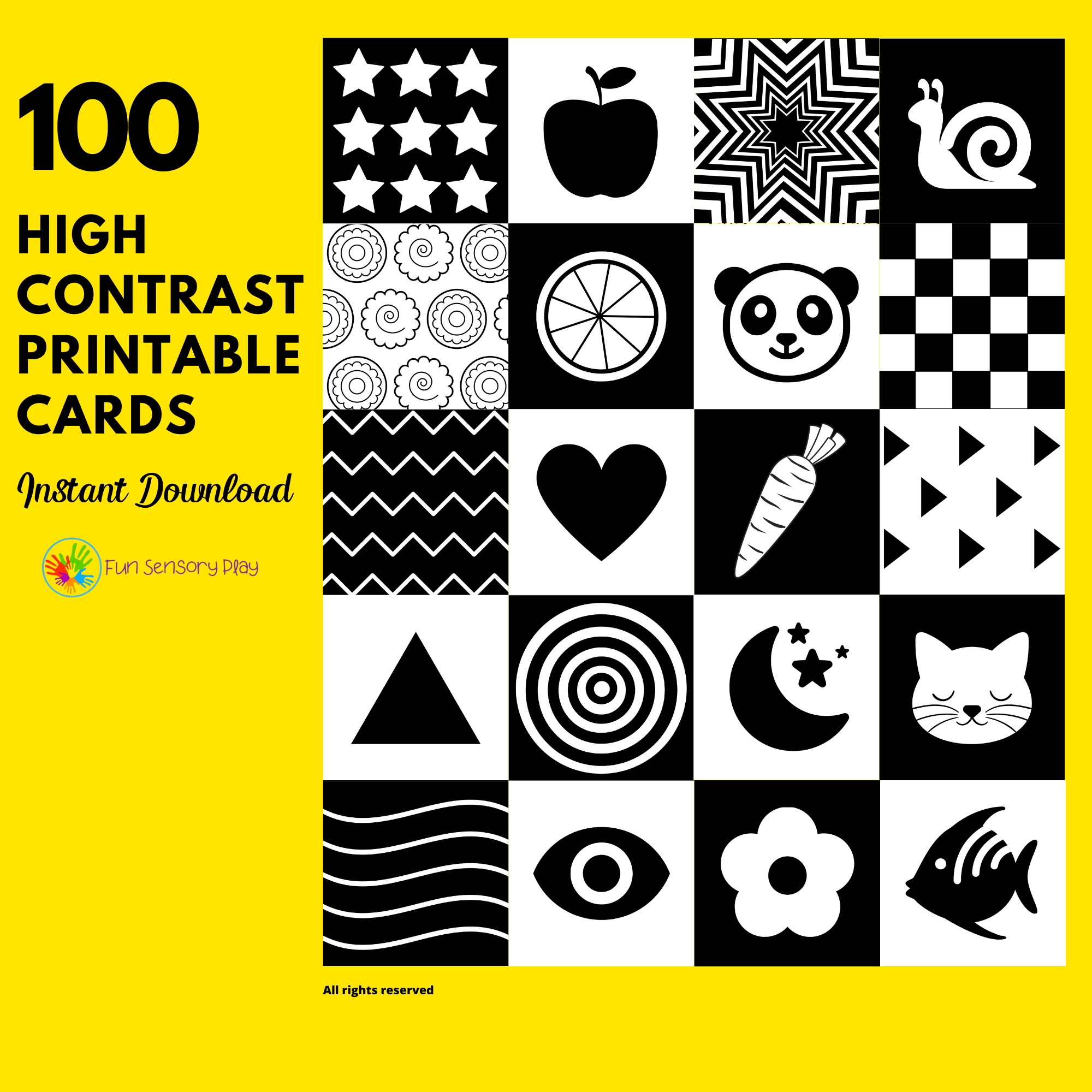 High Contrast Baby Flash Cards Printable File Download
