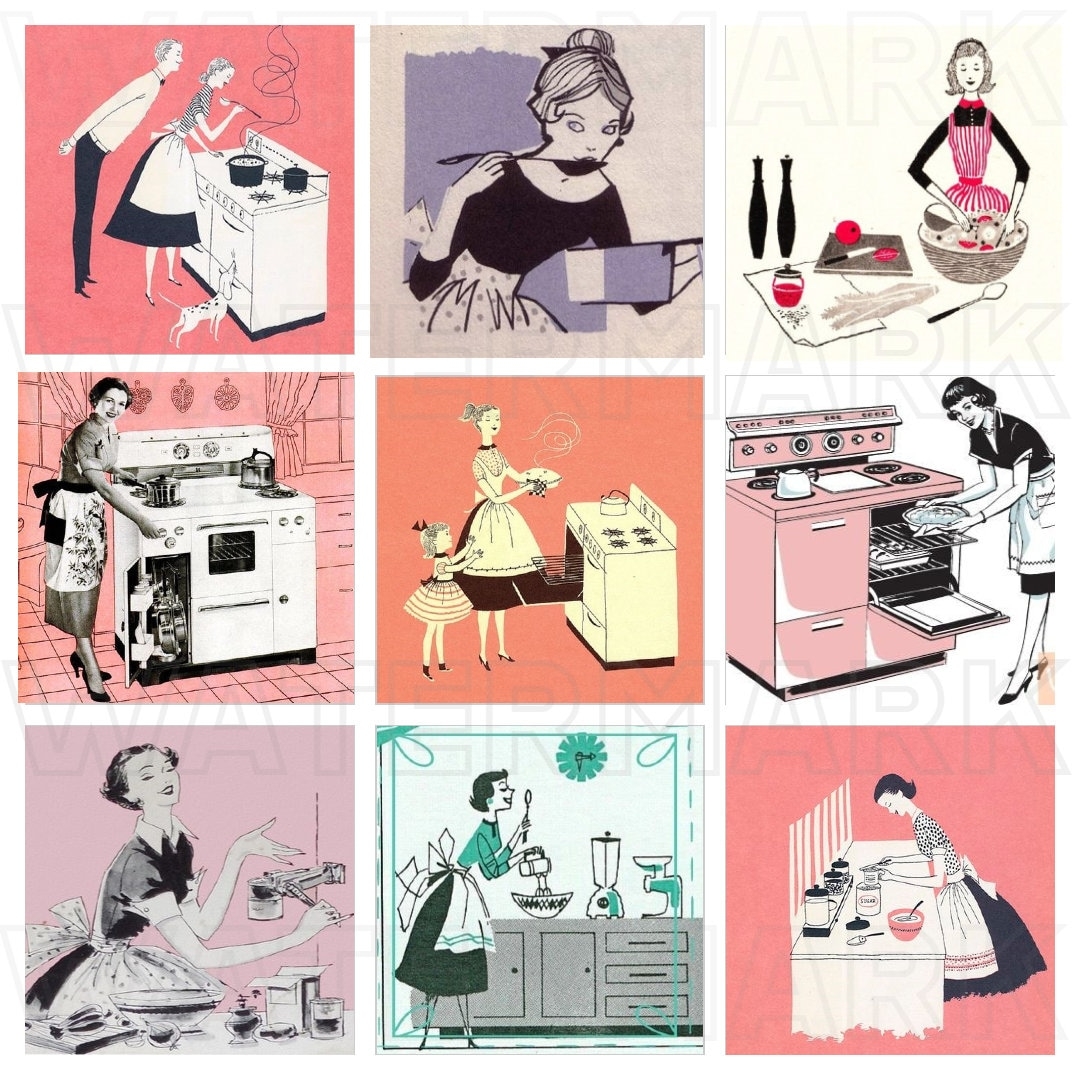 HOUSEWIFE RETRO VINTAGE 1940s 1950s Women Fashion Digital Graphics Download Etsy