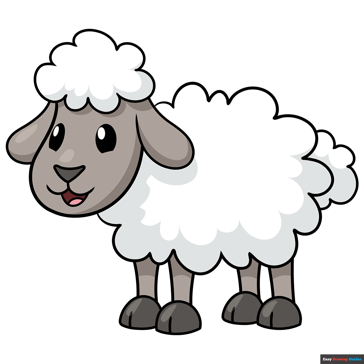 How To Draw An Easy Cartoon Sheep Really Easy Drawing Tutorial