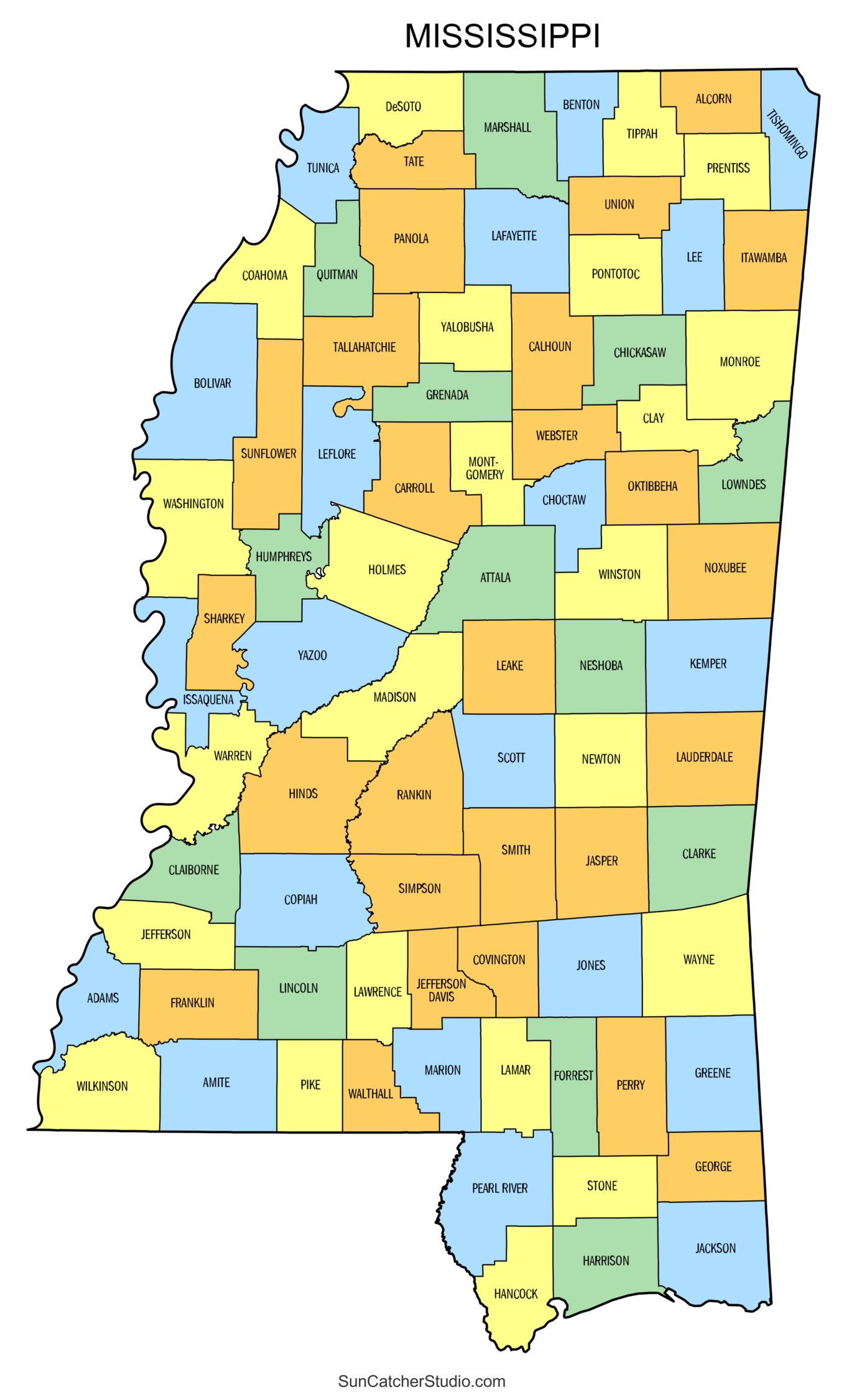 Mississippi County Map Printable State Map With County Lines Free Printables Monograms Design Tools Patterns DIY Projects