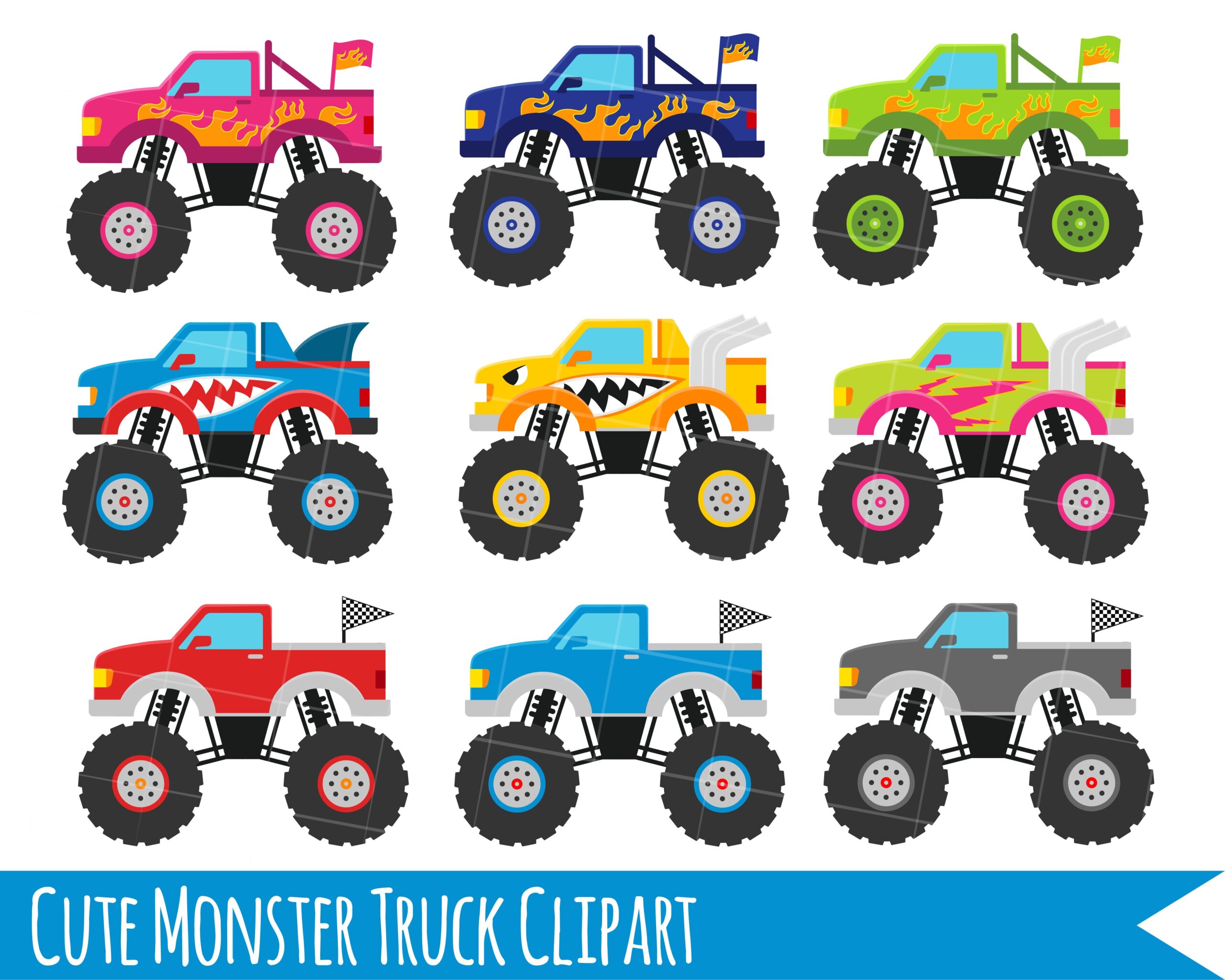 Monster Truck Clipart Monster Trucks Trucks Clipart Cute Trucks By My First Invite TheHungryJPEG