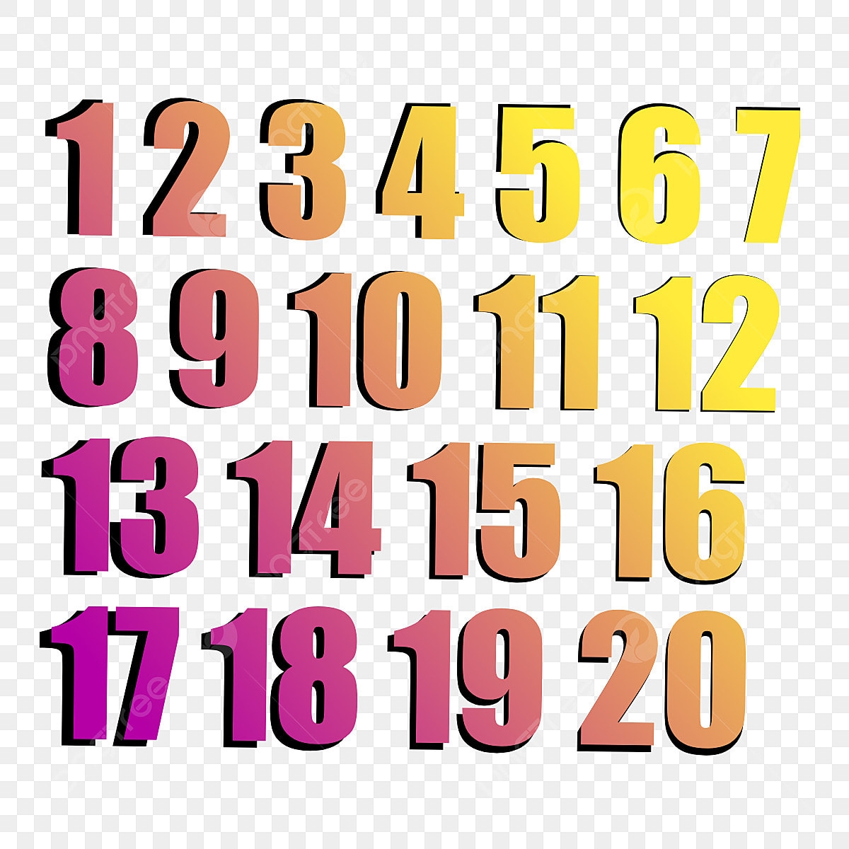 Images Printable Cartoon Number 1-20