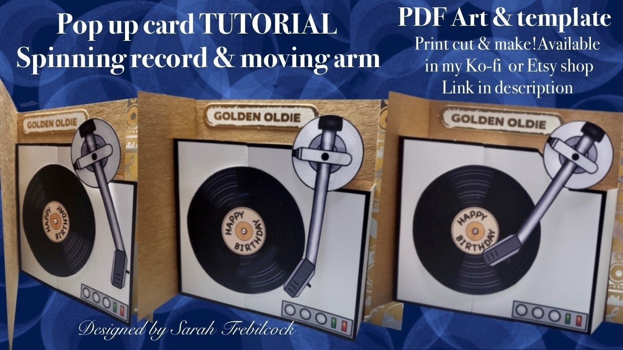 PDF Instant Download To Print Make A Pop Up Record Player Inside A Card An Original Design With Moving Record And Arm Etsy