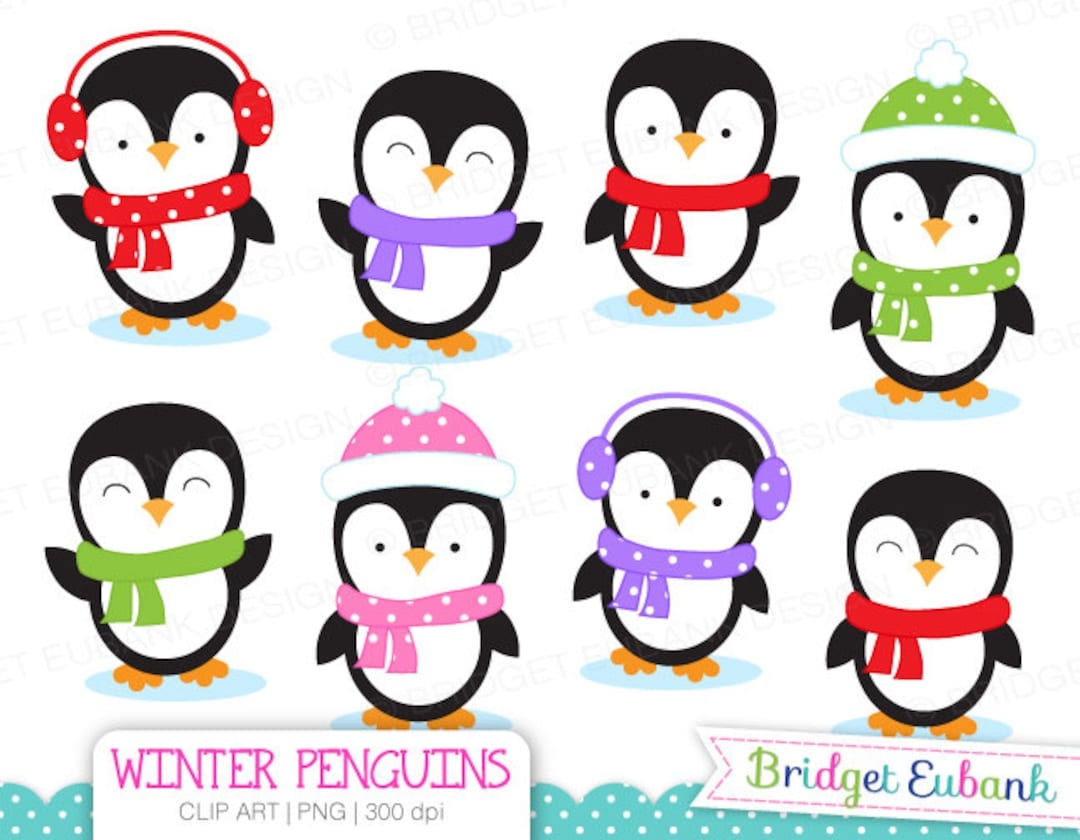 Penguin Clipart Penguins Clipart Winter Clipart Christmas Clipart PRINTABLE PNG Images NOT A Cutting File Etsy