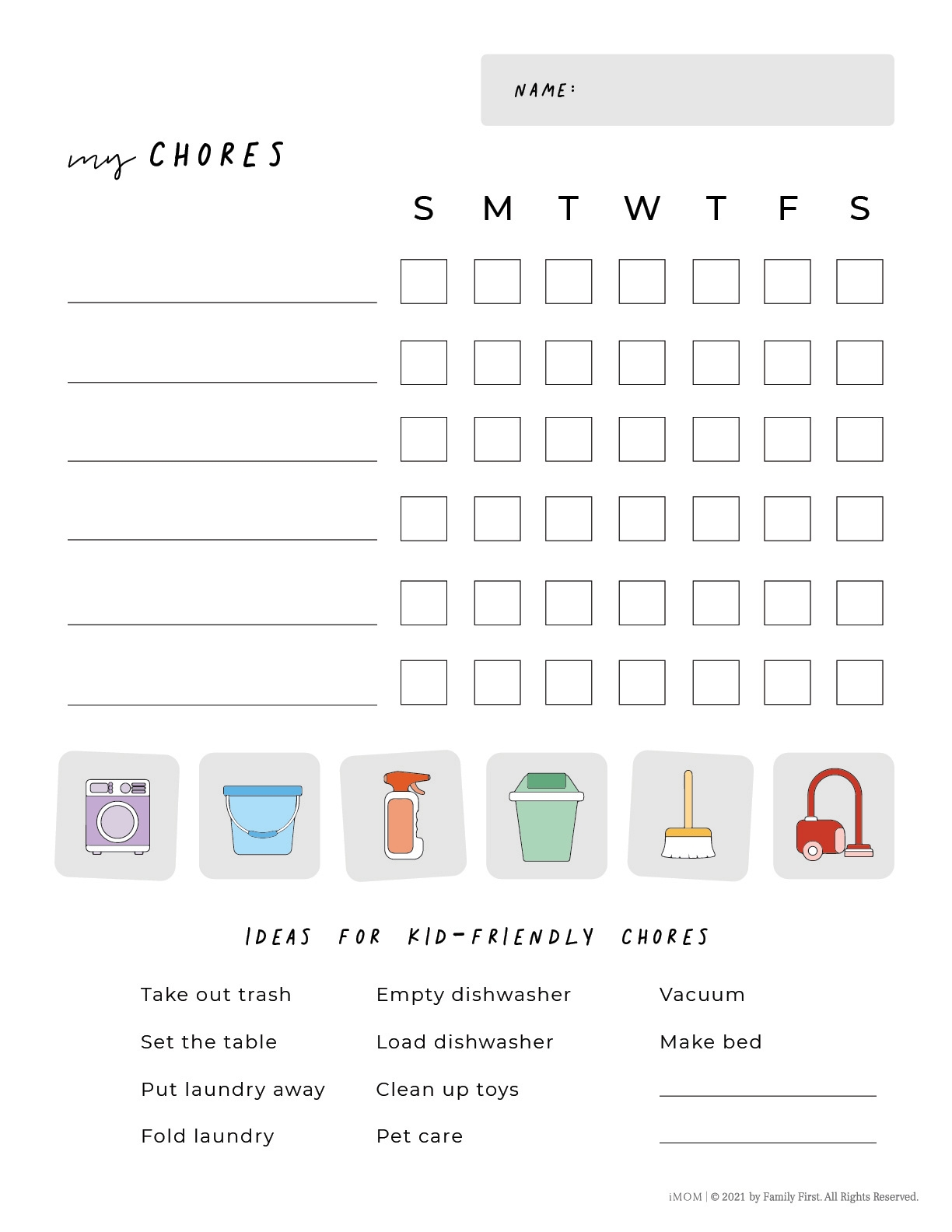 Free Kids Chore Printable Images