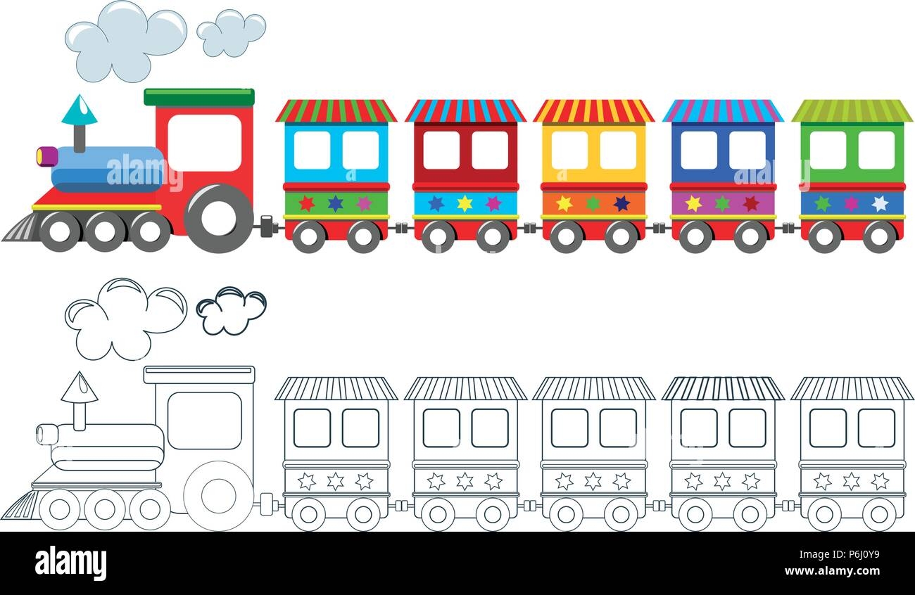 Printable Coloring Page For Children Featuring Colorful Train Isolated Stock Vector Image Art Alamy