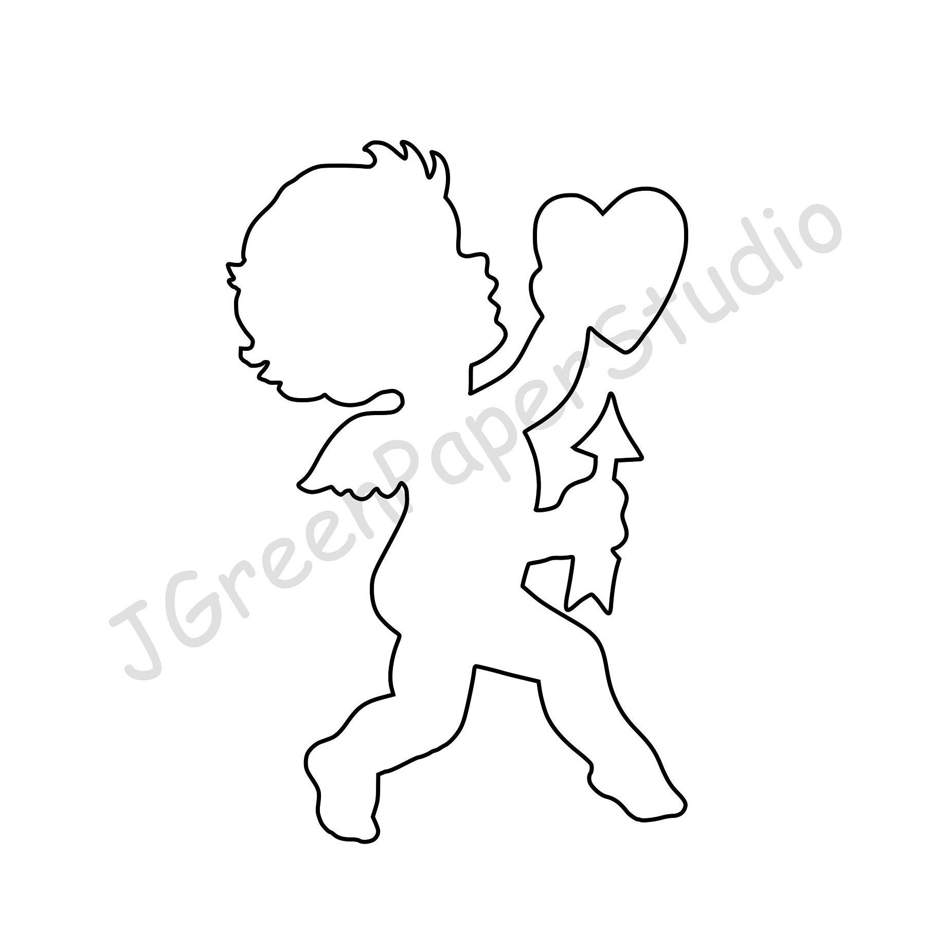 Printable Cupid Template pdf Digital Download Cupid Kids Holiday Coloring Page Kids Crafts Stencil 7 Inch Cupid Scrapbooking Valentine s Day Etsy