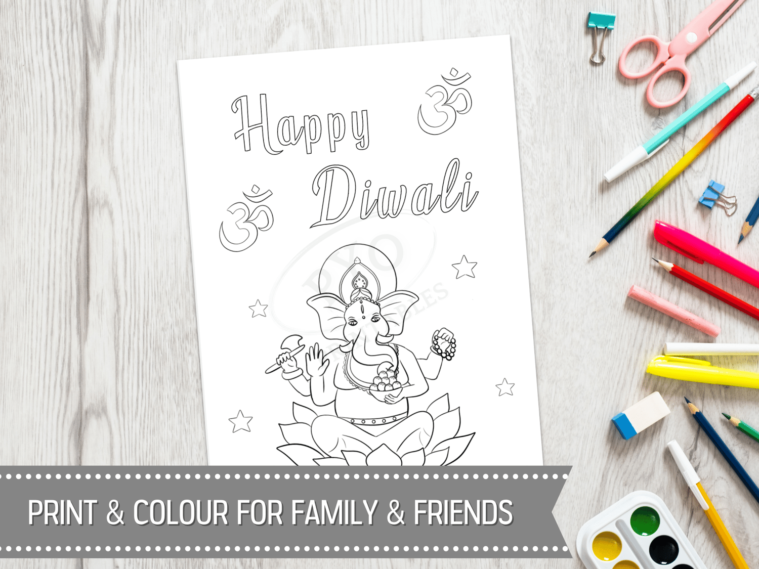 Printable Diwali Card Ganesh