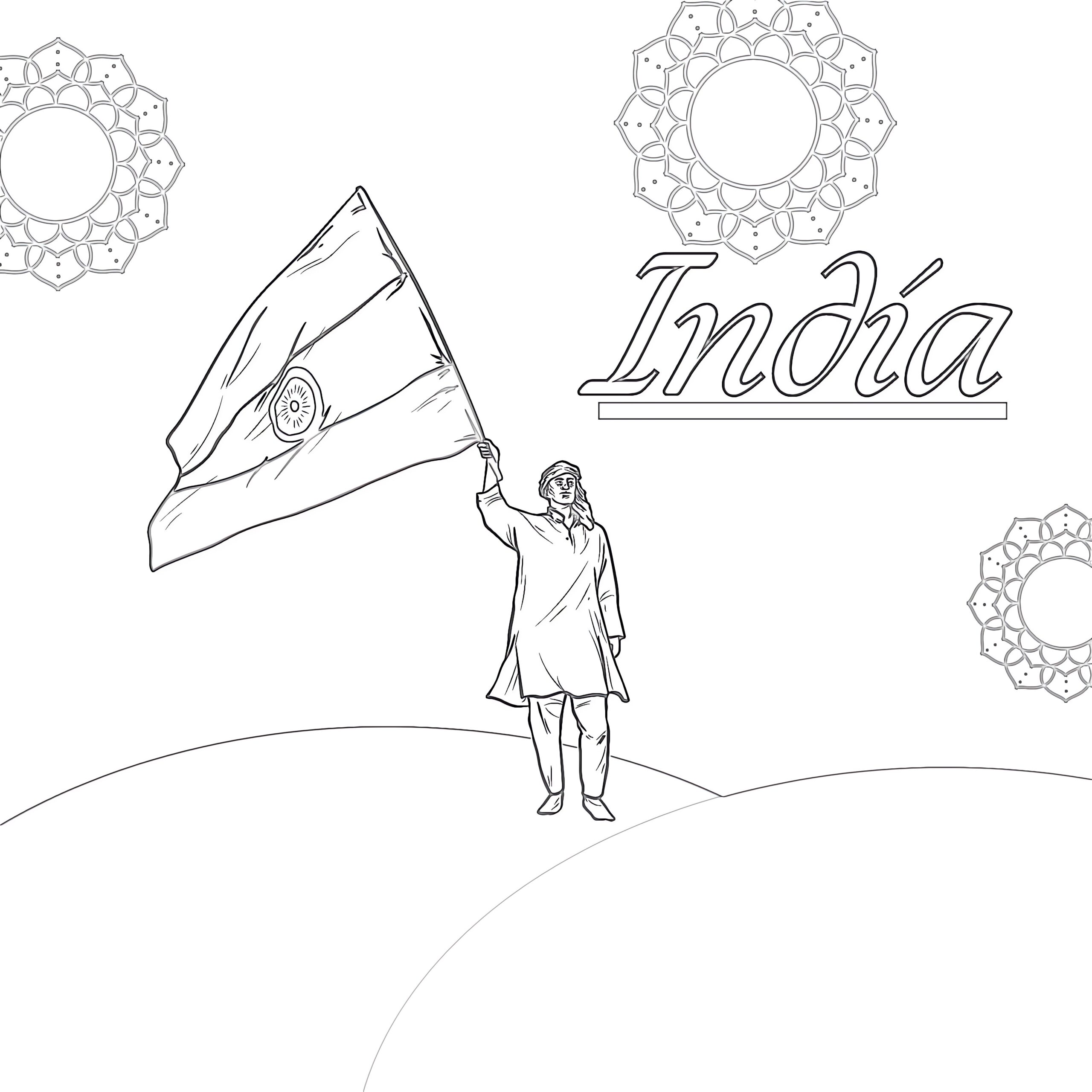 Printable Indian Flag For Colouring Coloring Pages Mimi Panda