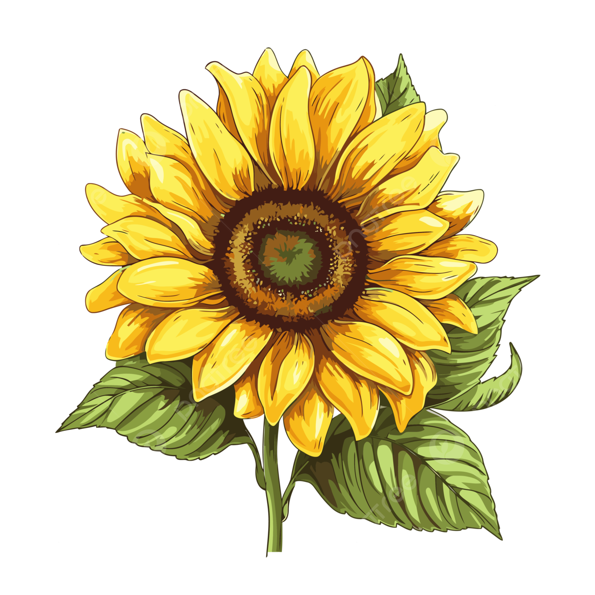 Printable Sunflower Vector Sticker Clipart Sunflower Flower With Sunflower Leaves Cartoon Sticker Clipart PNG And Vector With Transparent Background For Free Download