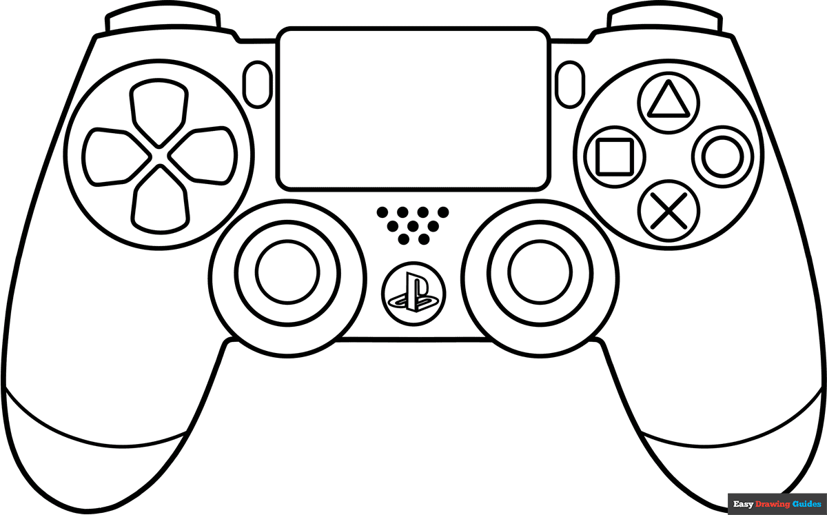 PS4 Controller Coloring Page Easy Drawing Guides