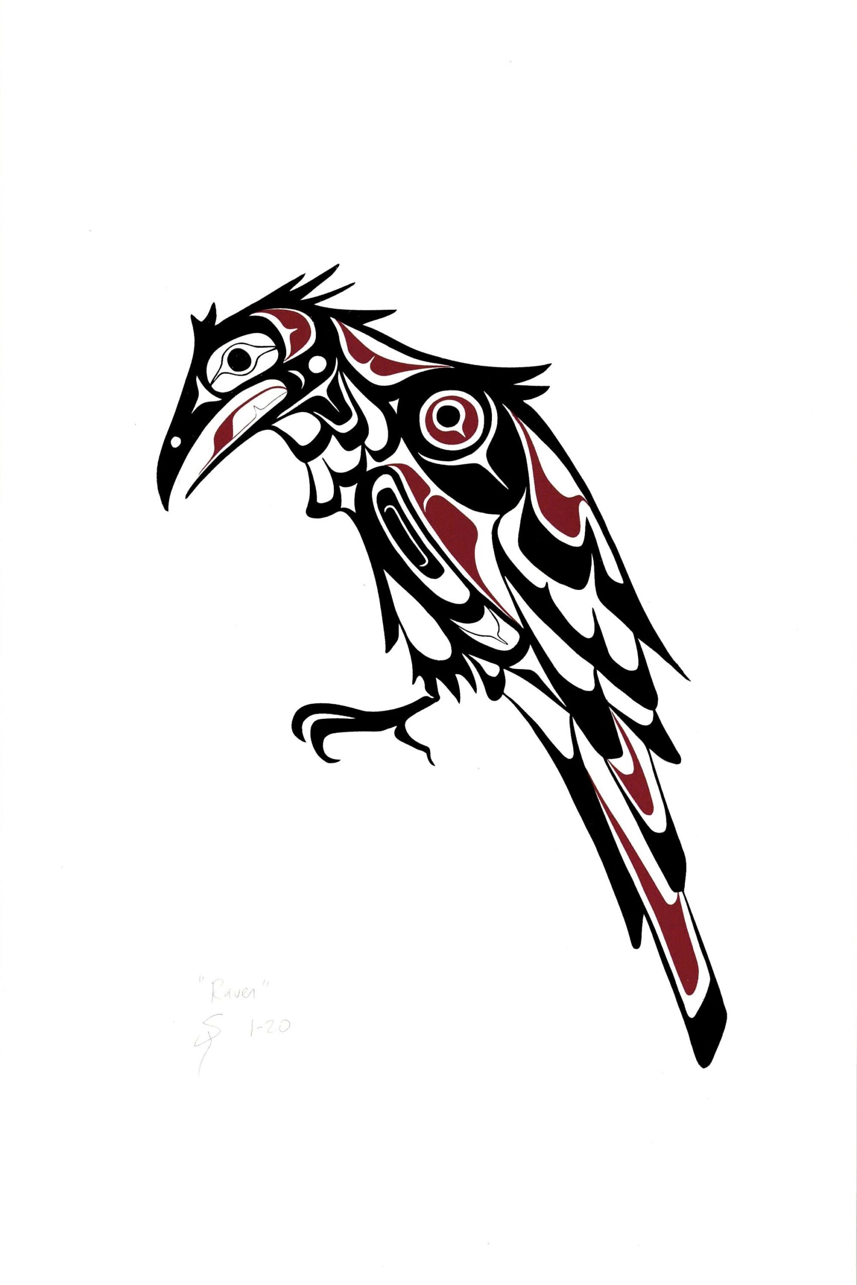 Raven Screen Print Pacific Northwest Coast Style Art Handmade Silkscreen 12x18 Etsy