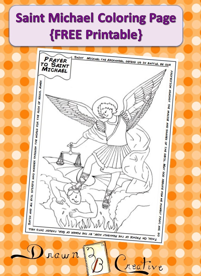 Saint Michael Coloring Page Drawn2BCreative
