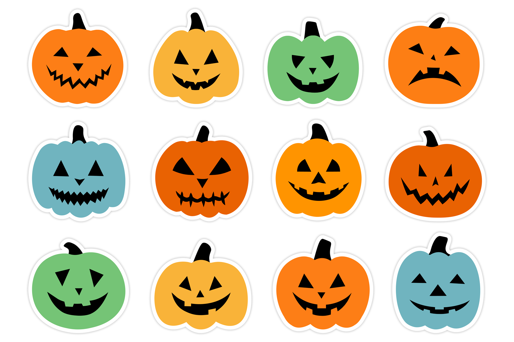 Scary Pumpkin Stickers Halloween Pumpkin Stickers Printable By IrinaShishkova TheHungryJPEG