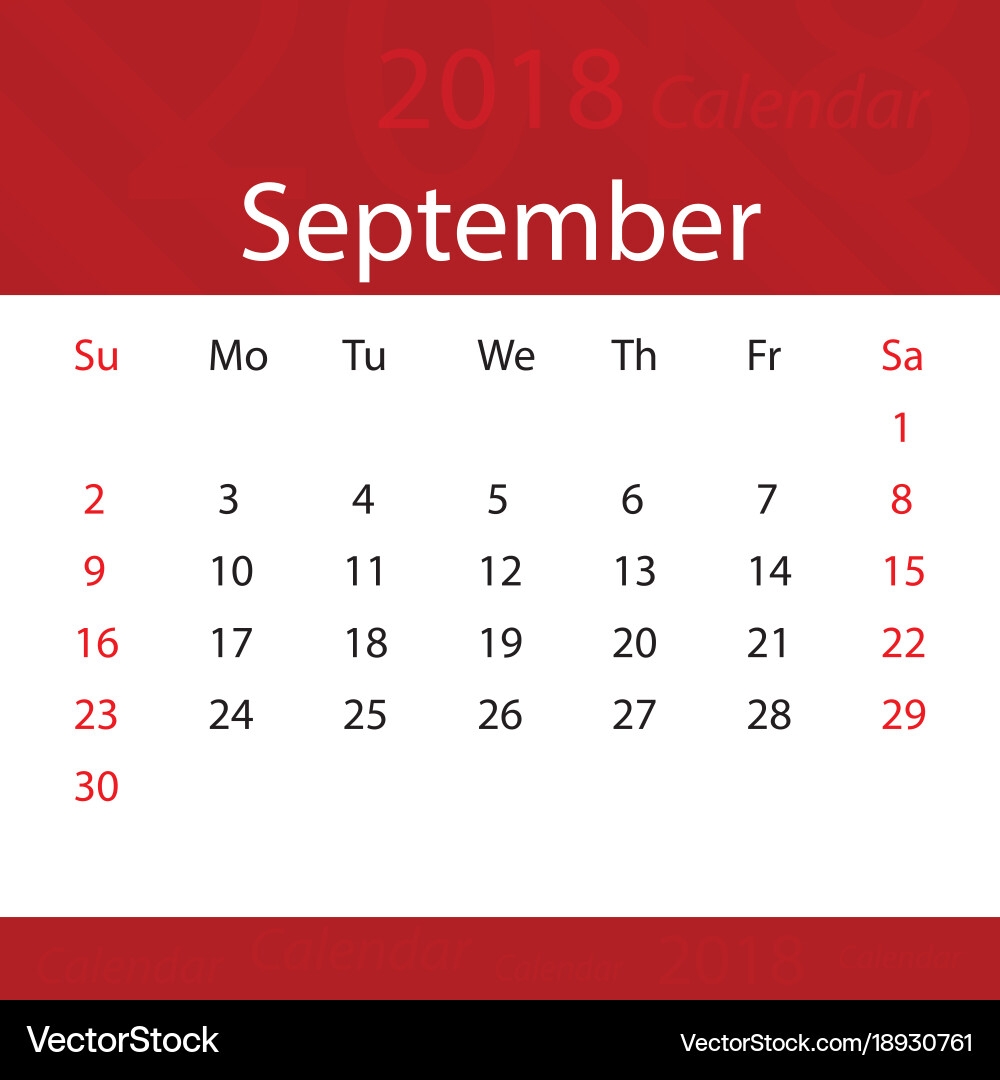 Printable Calendar 2018 September Images