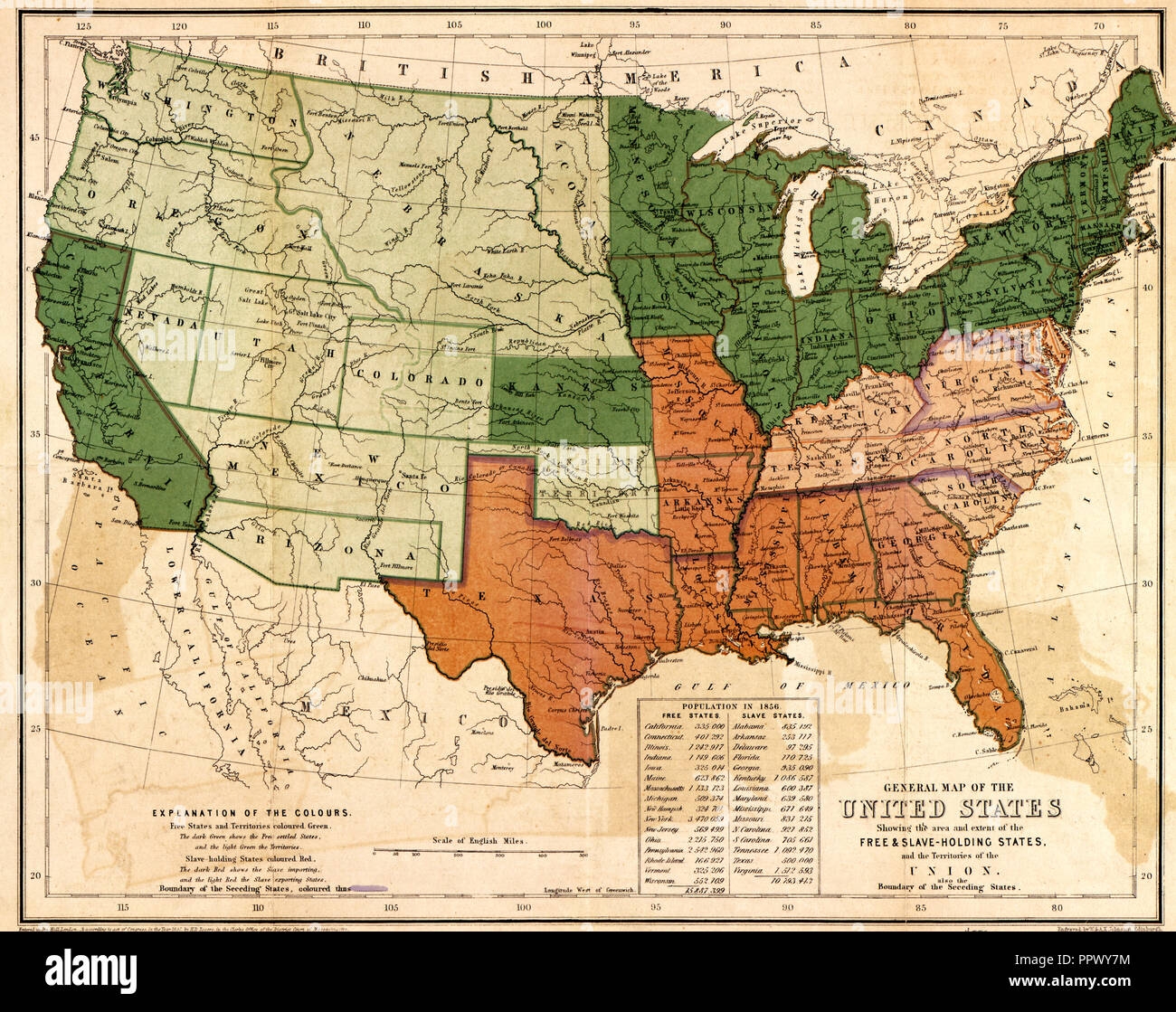 Slave States And Free States Map Hi res Stock Photography And Images Alamy