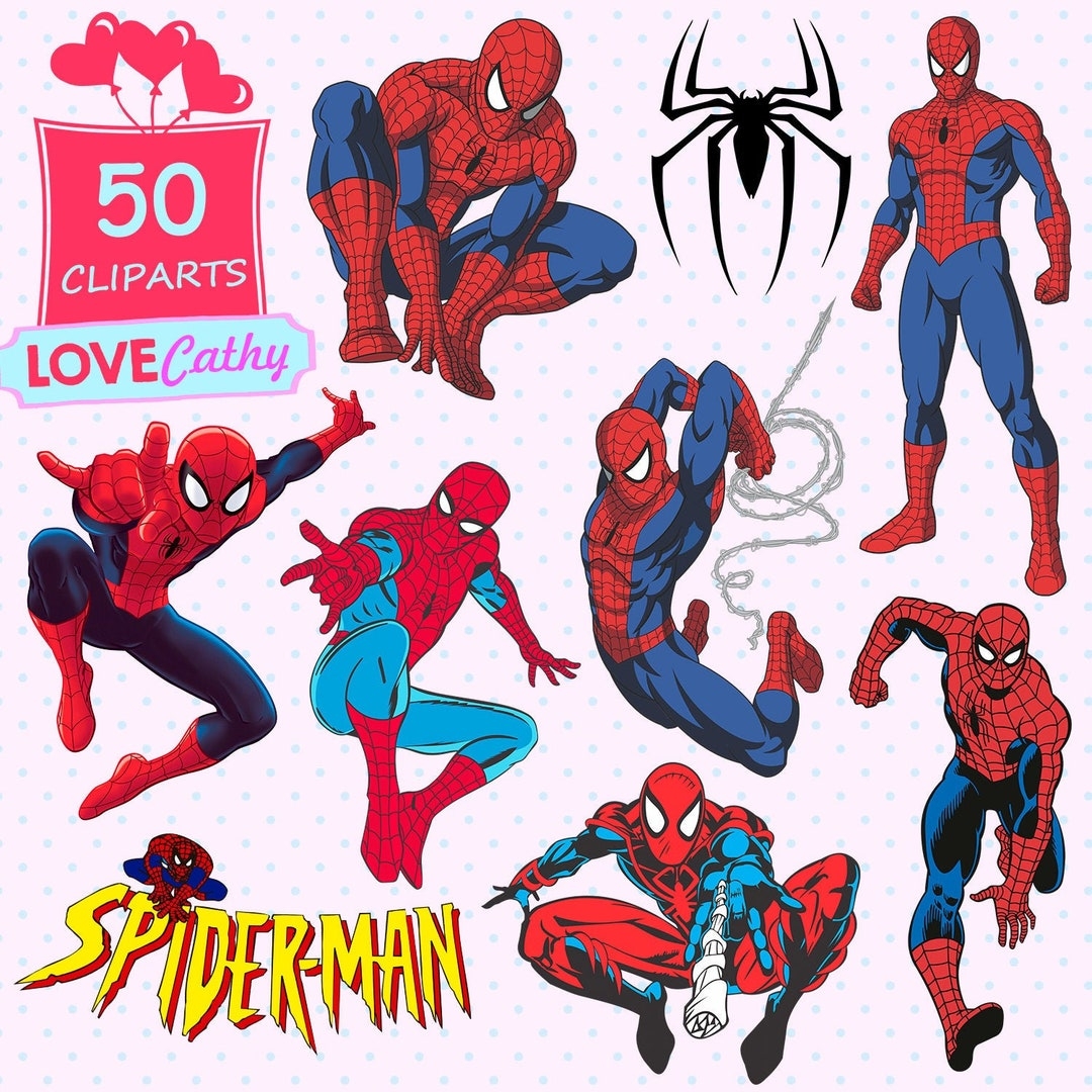 Spiderman Clipart Digital PNG Printable Party Decoration Instant Download Etsy