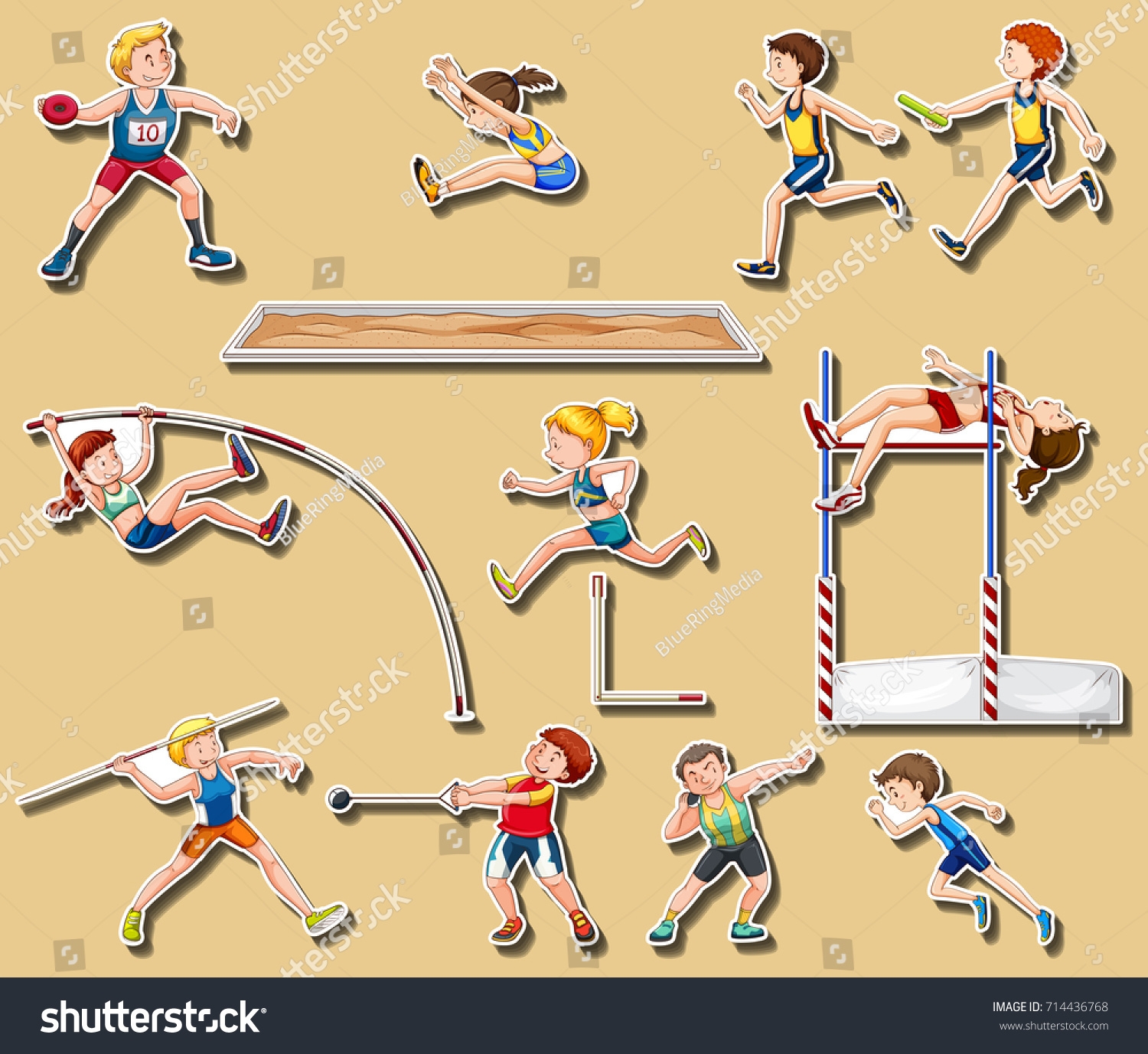 Sticker Design Track Field Sports Illustration Stock Vector Royalty Free 714436768 Shutterstock