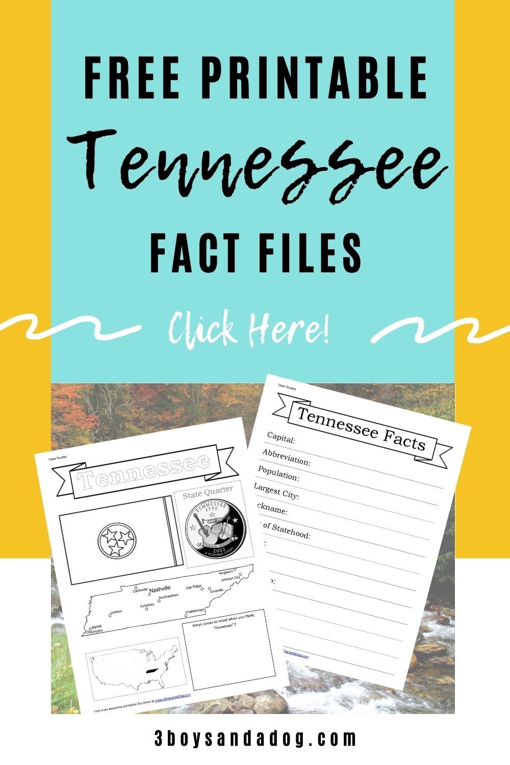 Tennessee State Facts Printable Images