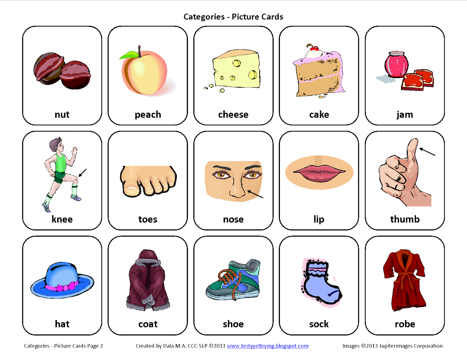 Testy Yet Trying Sorting By Category Free Speech Therapy Picture Cards