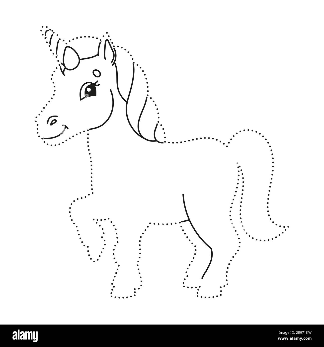 Trace And Color Coloring Page For Kids Handwriting Practice Education Developing Worksheet Activity Page Game For Toddlers Isolated Vector Illus Stock Vector Image Art Alamy